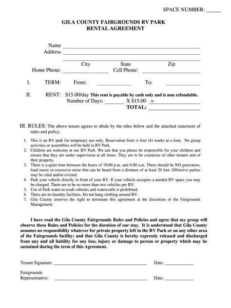 Camp Rental Agreement Template - Sign Templates