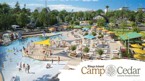 Camp cedar. Camp Cedar is a $27 million resort near Kings Island that offers cottages, RV sites, pools, restaurants and shuttles to the amusement park. It opens on June 14 and will have 73 cottages and over 180 RV sites. 