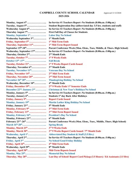 Campbell county schools va calendar.  Parent Conference Week (Mon. 3 FM ...