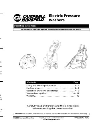 Campbell hausfeld electric pressure washer manual. - Lab manual for health assessment in nursing by janet r weber.