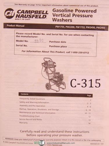 Campbell hausfeld pw2200 pressure washer manual. - Ah! si le peuple voyait ca.