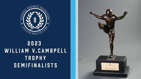 Campbell trophy semifinalists. BLOOMINGTON, Ind. – On Wednesday (Sept. 27), the National Football Foundation announced its semifinalists for the William V. Campbell Trophy and Indiana football redshirt senior Trey Walker was among the prestigious group. The William V. Campbell Trophy® has become the most prestigious and desirable academic award in … 