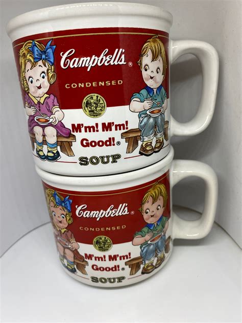 Lot of 2 Vtg Campbell's Tomato Soup Mugs Bowls Westwood 1994. $24.00. Collection of vintage Campbell's soup mugs from the 80s and 90s - price is for each - M'm! M'm! Good! (3k) $14.00. Ceramic, Campbell’s Coffee Mug | Coffee Cup. Small Vintage Mug, Soup Mug, Dishwasher approved.. 
