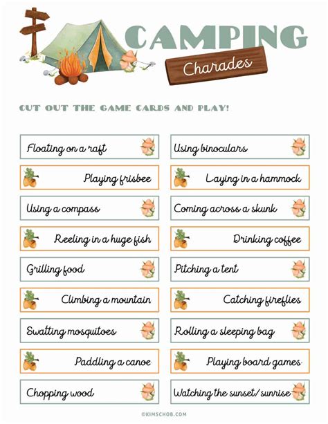 Camping Charades Printable Game - Views From a …