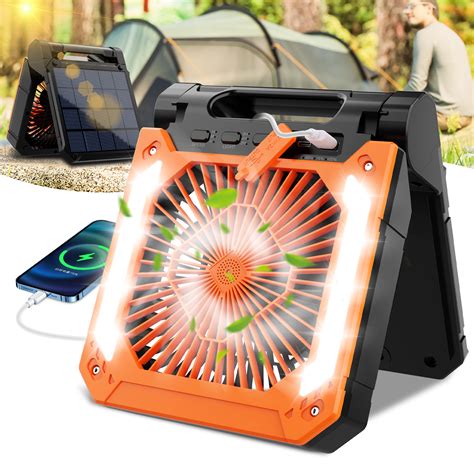 Camping Fan with LED Lights,10000MAh Outdoor Tent Fan with