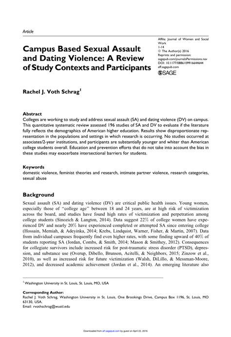 Campus Based Sexual Assault and Dating Violence  Rachel J. Voth Schrag