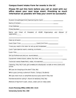 Campus Event Intake Form