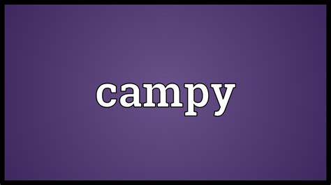 Campy meaning. Campy is a slang term that can mean being over the top, exaggerated, or kitschy, especially in entertainment media. It can also refer to a nickname for a bike … 