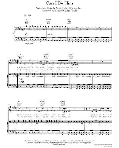 Can I Be Him Sheet Music by James Arthur nkoda