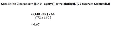 Can anybody advise how best to calculate the creatinin clearance in …