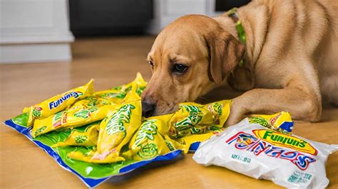 Can dogs eat funyuns chips. No, dogs cannot eat Funyuns. It can be a dangerous thing as it contains onion, which is toxic to dogs. So if you want to feed your dog some chips, you should keep them away from Funyuns. It is not that dogs cannot eat onion at all, but the amount of onion in Funyuns is more than dogs should intake. However, The Funyuns are made with a base of ... 