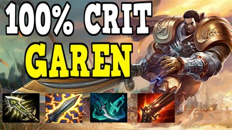 Can garen e crit. I thought about including a few IE builds as well, but crits and Garen's E don't double damage like a normal crit. Overall the item is too much money and ends up being only 40 more ad and 25% crit chance and damage. This is a tradeoff of 400 health, 20% cdr, and 400 gold. Cdr and health are so important on Garen that I just have to turn it down. 