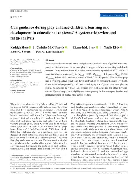 Can guidance during play enhance children’s learning and …