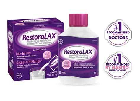 Can i take metamucil and restoralax at the same time. How RestoraLAX® Helps to Relieve Constipation. RestoraLAX® works with the water in your body to provide effective relief from occasional constipation. Because of this, RestoraLAX® provides a gentle experience and doesn’t cause certain side effects, such as bloating, gas or cramping. 