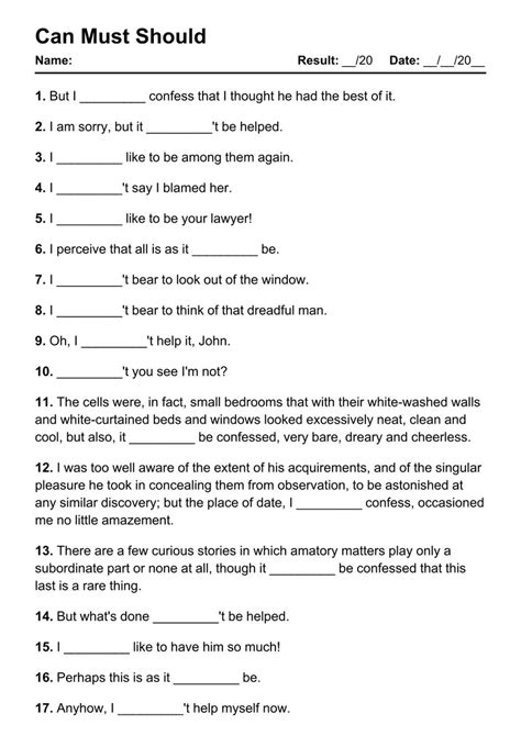 Can Should Must Exercises Pdf