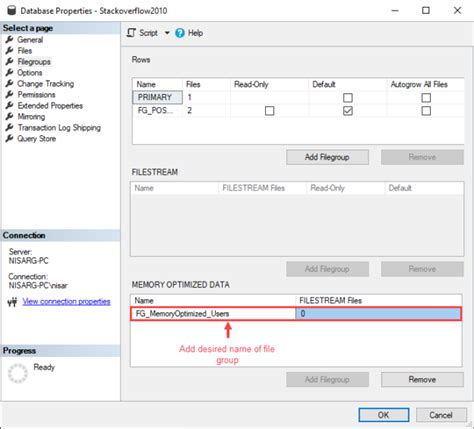 Can we remove Memory Optimized file group from database