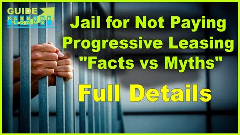 Can you go to jail for not paying progressive leasing. Apr 20, 2020 · The consumer also may see ads for Progressive’s “No Credit Needed” offer or may hear a spiel from a Progressive-trained sales person using phrases like “no interest” or “90 Days Same as Cash.” The FTC alleges many of the pitches convey that people who use Progressive will pay only the retail price with no extra fees, charges, or ... 