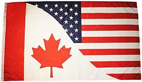 Canada / USA Combo Curved Line Large 3 X 5 Feet Country Flag Banner .. New