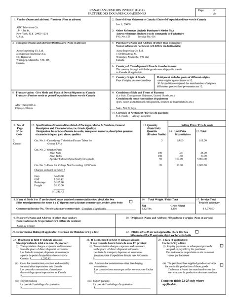 Canada Customs Invoice Form Invoice Template Ideas Vrogue