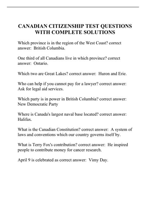 Canadian Citizenship Questions And Answers
