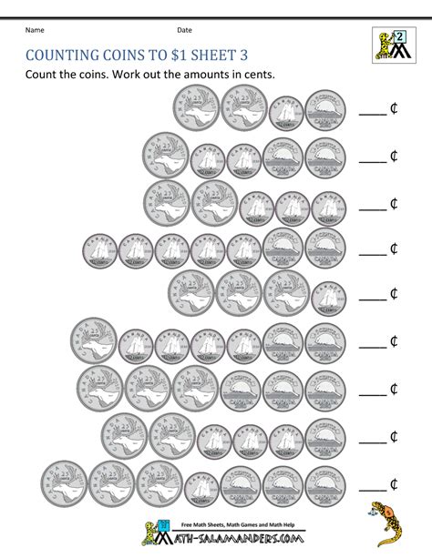 Canadian Money Worksheets Counting Coins ! Money worksheets