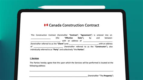 Canadian construction contract template.  At the outset, the Work is performed on an actu...
