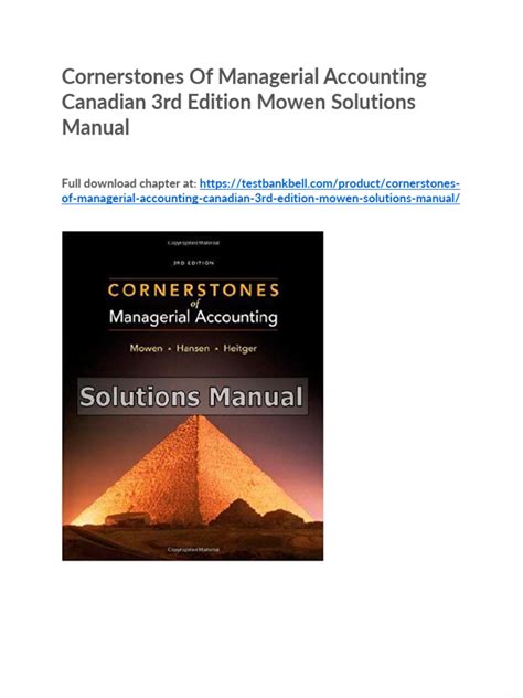 Canadian cornerstone of managerial accounting solution manual. - Onan ford 6 zyl motor service handbuch.