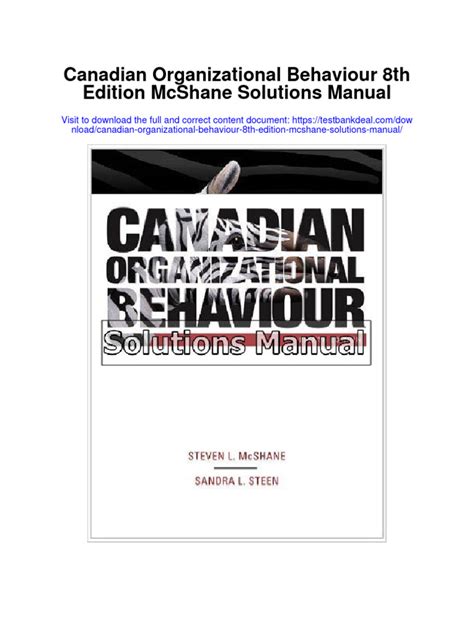 Canadian organizational behaviour 8th edition instructors manual. - Bergeys manual of systemic bacteriology 8th ed.
