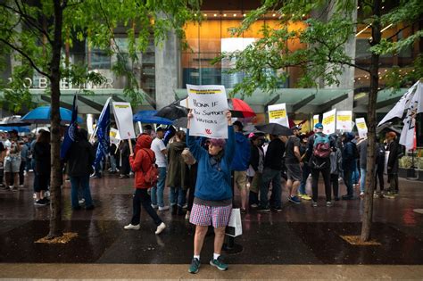 Canadian writers picket in support of U.S. counterparts, say there’s uncertainty here