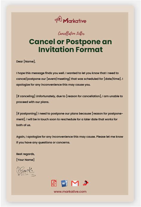 Cancel or postpone an invitation - Letter Example