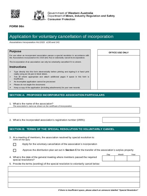 Cancellation of Incorporation of an Association Incorporation Act ...