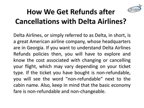 Cancellations and Refunds Delta Air Lines