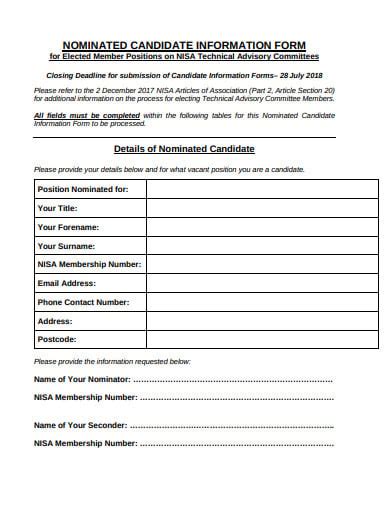 Candidate Information Sheet PDF Employment