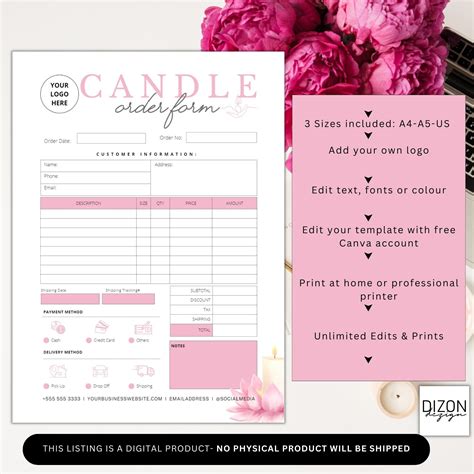 Candle Order Form Template