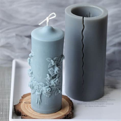 GERUSEA GTian 2 Sizes Cylinder Candle Molds Silicone Mold for Candle Making Pillar  Candles Resin Mould Epoxy Resin Casting Molds DIY Aromatherapy Candles Wax  Soaps Polymer Clay