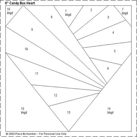 Candy Box Heart Free Paper Piecing Quilt Block Pattern Paper piecing