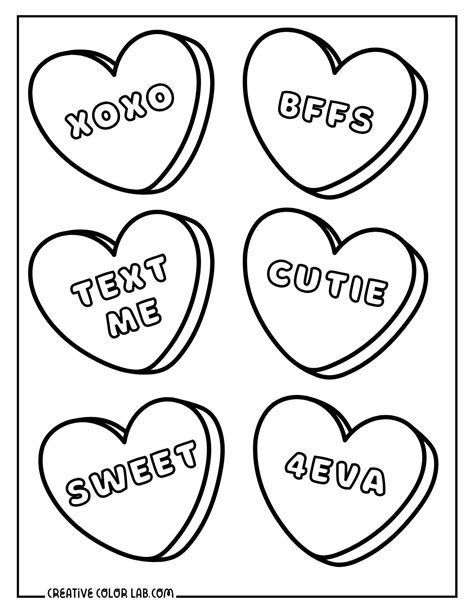 Candy Hearts Coloring