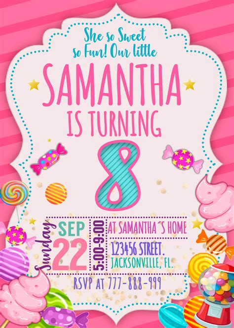 Candy Invitation Template Free