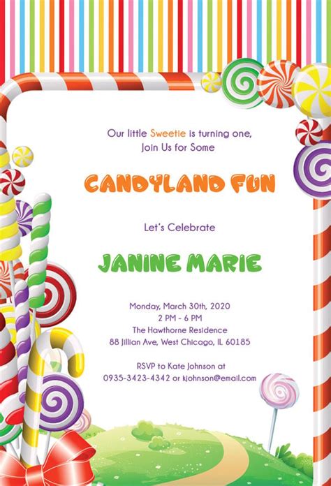 Candy Land Invitation Template