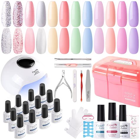 Candy Lover Gel Nail Polish Kit with LED UV Lamp, 12 Colors Gel Nail ...