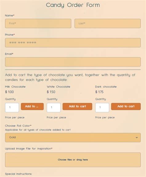 Candy Order Form Template 123 Form Builder