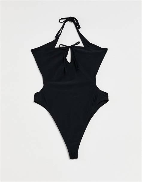 Candypants Cut Out Cross Over Swimsuit in Black Lyst