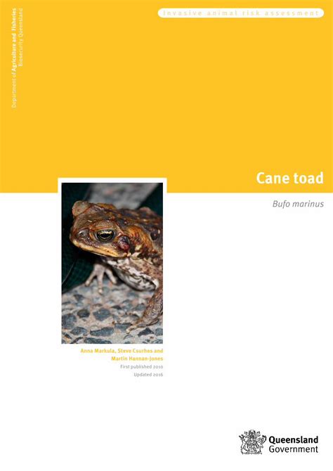 Cane Toad Risk Assessment - Department of Agriculture and …