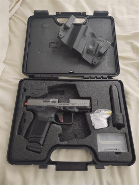 Canik. The features of the TP9 Elite SC far exceed the basic subcompact details. The firearm comes standard with a tungsten slide and black frame, micro dot optics ready slide mount allowing co-witness with iron sights, a loaded chamber indicator, ambidextrous slide release, reversible magazine release, white dot phosphorous front sight and black out rear sight for easy low light target .... 