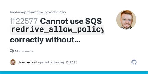 Cannot use SQS `redrive_allow_policy` correctly without ... - Github