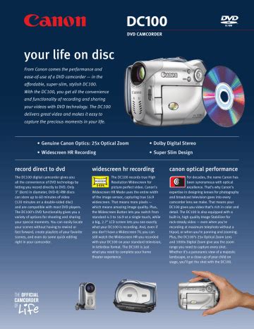 Canon dc100 digital camcorder videorecorder handbuch. - Ich steige hinab in die barke der sonne.