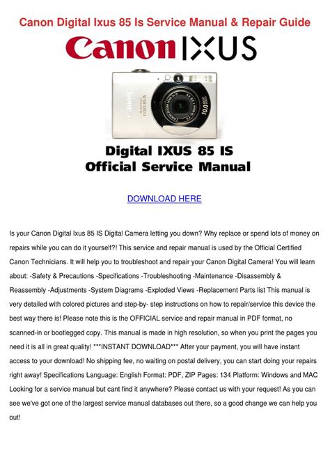 Canon digital ixus 85 is service manual repair guide. - Nogle bemaerkninger angaaende interpolation med aequidistante argumenter.