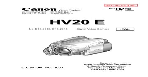 Canon hv20 hv20e pal service manual repair guide. - Manual for john deere 544e loader.