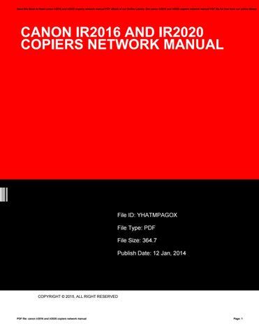 Canon ir2016 and ir2020 copiers network manual. - Manuale di progettazione del serbatoio a pressione terza edizione.