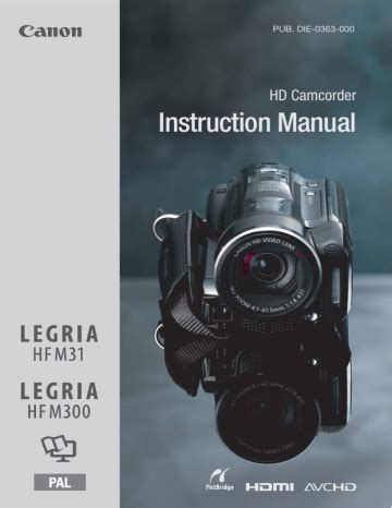 Canon legria hf m31 owners manual. - Hanix h22b minibagger service und teile handbuch.